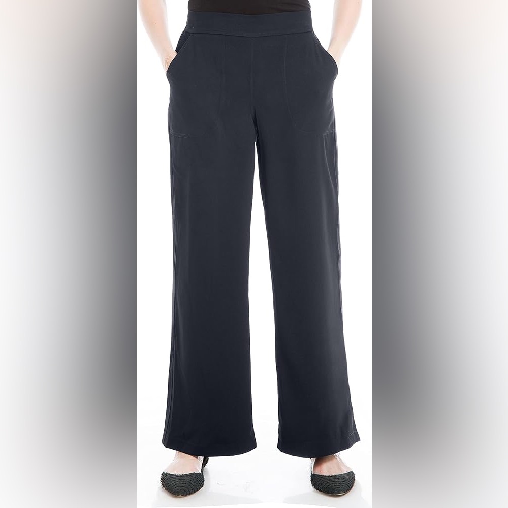 Max Studio Wide Leg Navy Blue Cropped Trousers Pants in Size Small